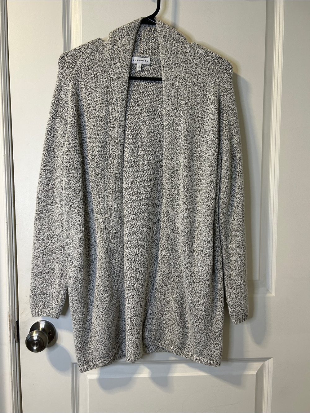 Cozy Open-Front Marled Light Gray Cardigan Sweater